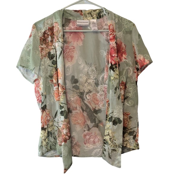Alfred Dunner Sweaters - Alfred Dunner Floral Print Open Front Cardigan Top 10P